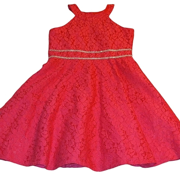 Emily West - Berry red lace dress with rhinestone waist - size 12 - Picture 1 of 3